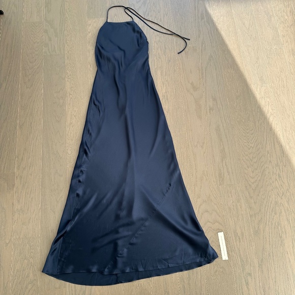Reformation Jeany silk navy blue maxi halter dress - SMALL PETITE - with tags - Picture 2 of 9